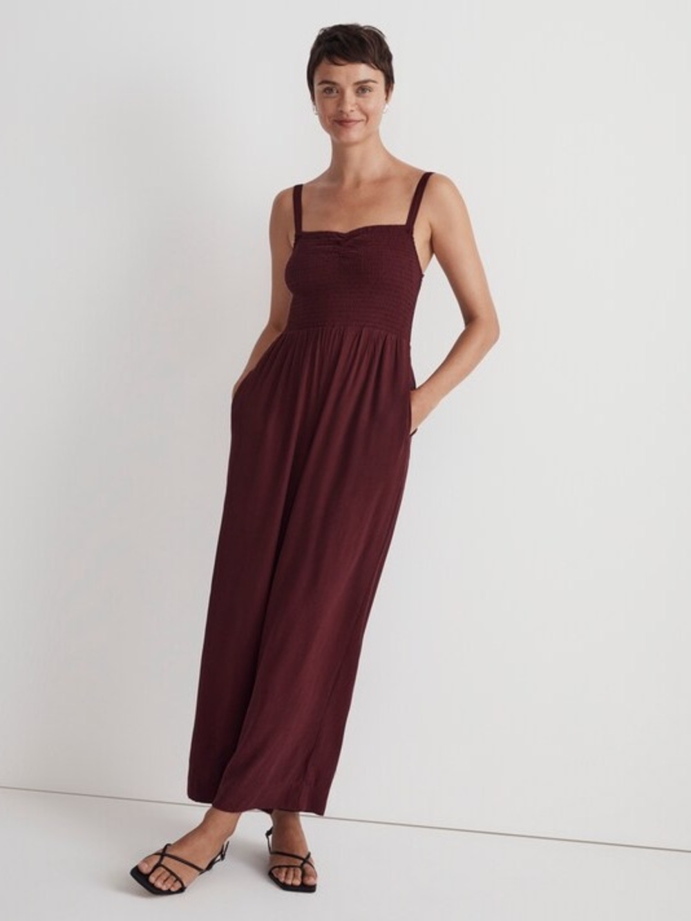 Madewell The Lucie Wide-Leg Jumpsuit in Cabernet - Size S